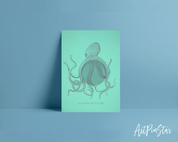 Let the sea set you free Octopus Animal Greeting Cards