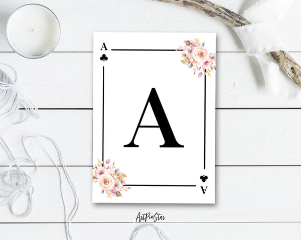 Boho Floral Bouquet Initial Flower Letter A Clover Monogram Note Cards