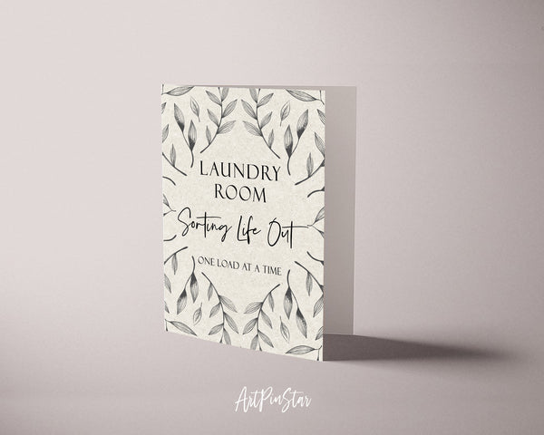 Laundry room sorting life out one load at a time Sign Quote Customized Greeting Cards
