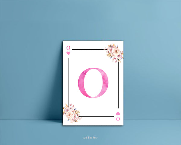 Boho Floral Bouquet Initial Flower Letter O Heart Monogram Note Cards