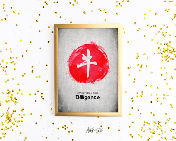 Chinese Character Ox Zodiac Yearly  Art Customized Gift Cards