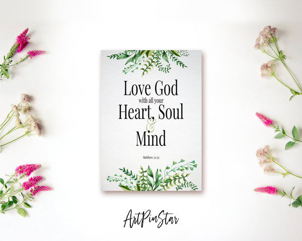 Love God with All Your Heart, Soul & Mind Matthew 22:37 Bible Verse Customized Greeting Card