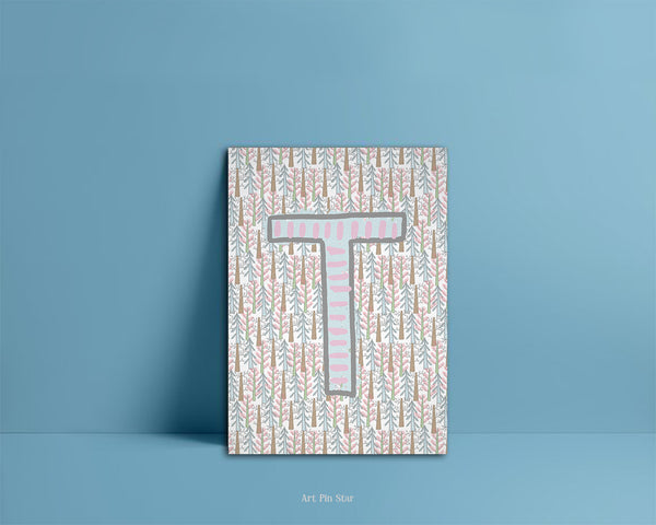 Alphabet Forest Letter T Animal Monogram Note Cards