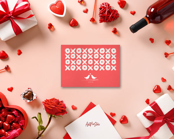 Valentine's Day XOXO and Coral Red Customized Greeting Card