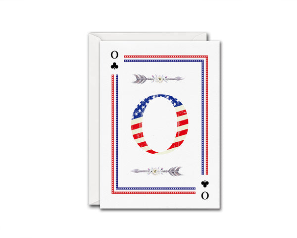 American Flag Letter O Clover Monogram Note Cards
