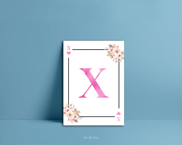 Boho Floral Bouquet Initial Flower Letter X Heart Monogram Note Cards