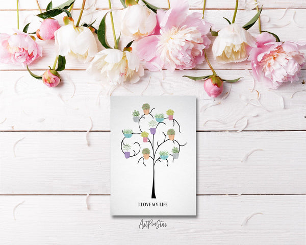 I love my life Flower Quote Customized Gift Cards