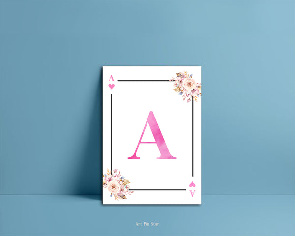 Boho Floral Bouquet Initial Flower Letter A Heart Monogram Note Cards