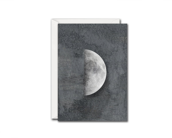 First Quarter Moon Phases Watercolor Galaxy Space Customizable Greeting Card