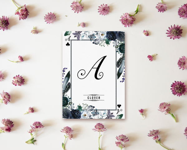 Watercolor Floral Flower Bouquet Initial Letter A Clover Monogram Note Cards
