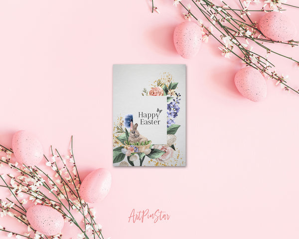 Easter Watercolor Bunny Flower Customized Greeting Card