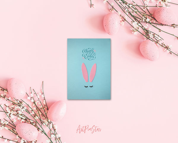 Easter Pink Bunny Ears Customized Greeting Card