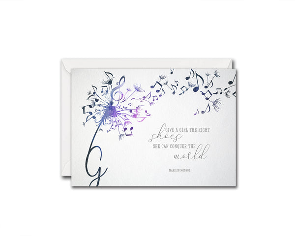 Inspiring Music Quote Letter G Symbol Give a girl the right shoes she can conquer the world Marilyn Monroe