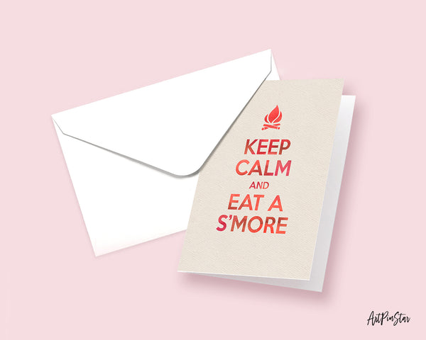 Keep calm and eat a smore Motivational Quote Customized Greeting Cards