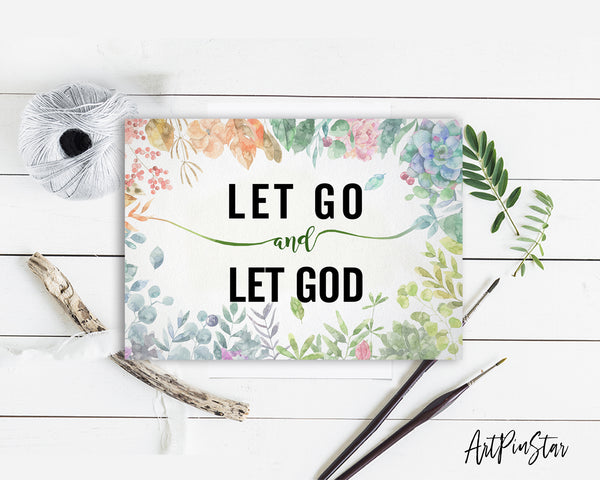 Let go and let God Bible Verse Customized Greeting Card