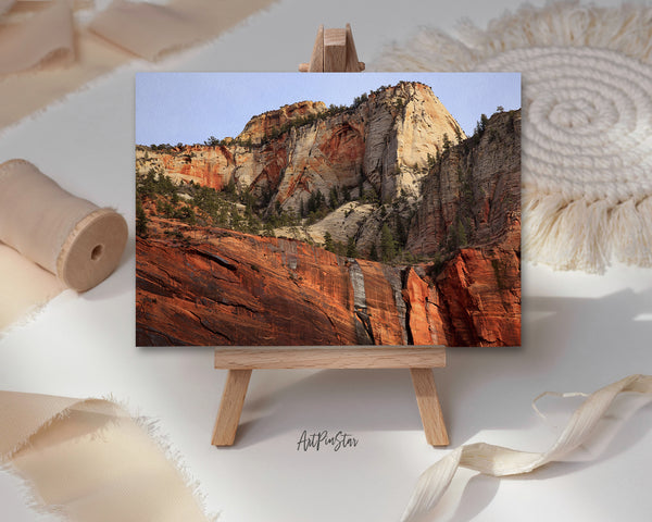 Green Trees Red White Canyon Walls Temple of Sinawava Zion National Park, Utah Landscape Custom Greeting Cards