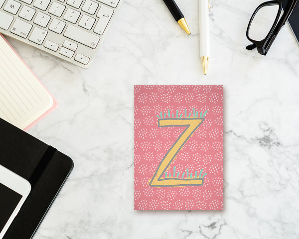 Alphabet Forest Letter Z Animal Monogram Note Cards