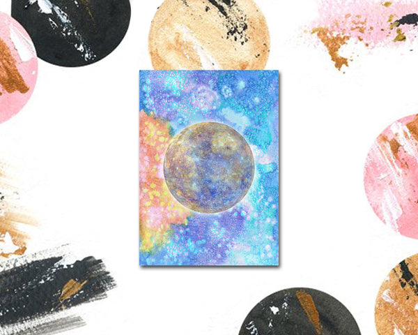 Mercury Planet Watercolor Galaxy Space Customizable Greeting Card