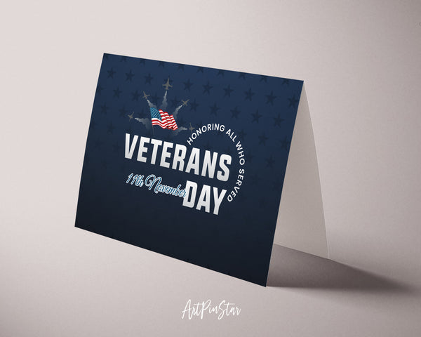 Honoring All Who Served Veterans Day November 11th Custom Holiday Greeting Cards