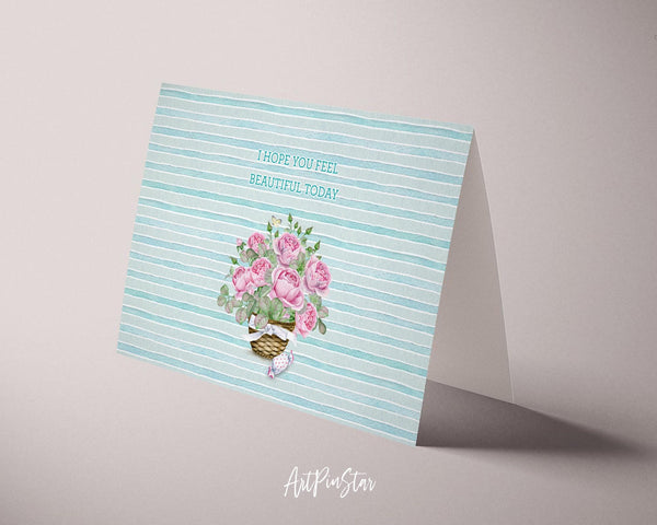 I hope you feel beautiful today Flower Quote Customized Gift Cards
