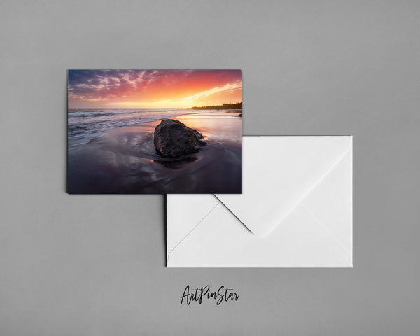 Bois Blanc Beach Sunset, L'Étang-Salé, Réunion Island Landscape Custom Greeting Cards