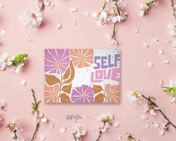 Self Love Flower Quote Customized Gift Cards