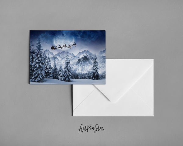 Christmas Santa Landscape Custom Greeting Cards