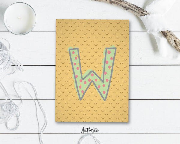 Alphabet Forest Letter W Animal Monogram Note Cards