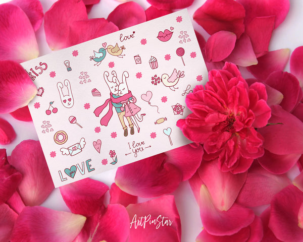 Valentine's Day Rabbit Love Doodles Customized Greeting Card