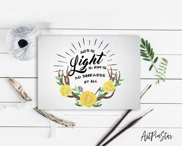 God is Ligfht in him is no darkness at all Bible Verse Customized Greeting Card