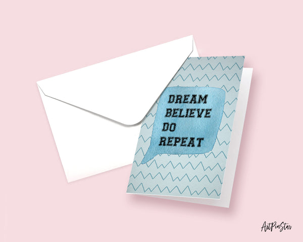 Dream Believe Do Repeat Inspirational Quote Customized Greeting Cards