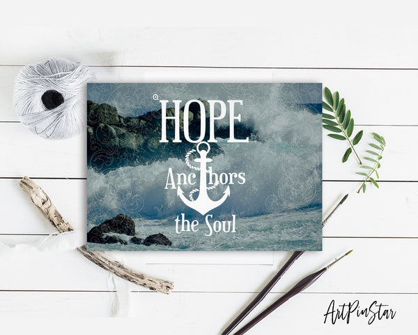 Hope anchors the soul Hebrews 6:19 Bible Verse Customized Greeting Card