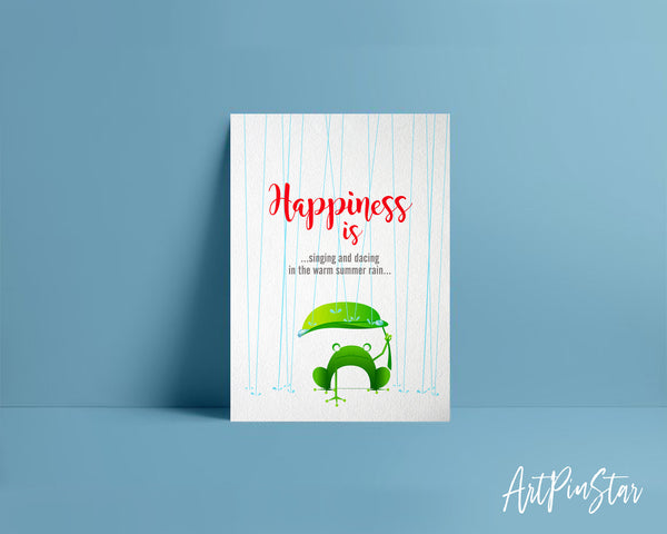 Happiness is singing and dancing in the warm summer rain Frog Animal Greeting Cards