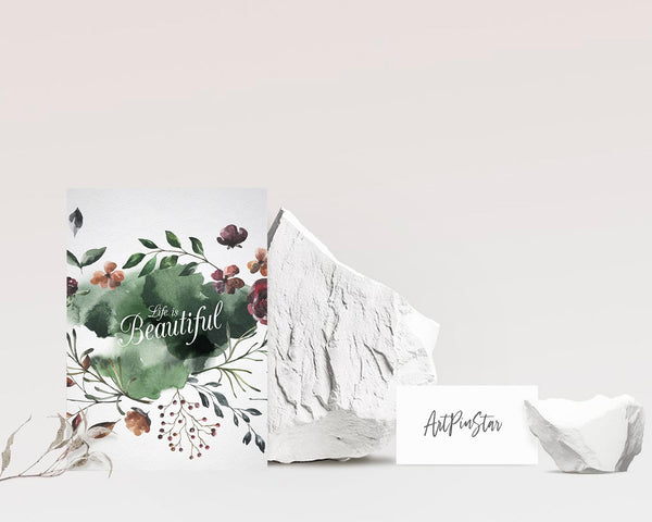 Life is beautiful Flower Quote Customized Gift Cards