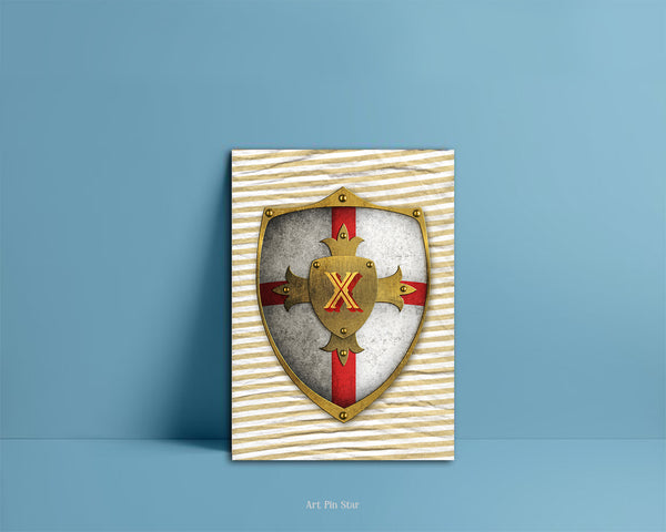 Alphabet Shield Letter X Signature Monogram Note Cards