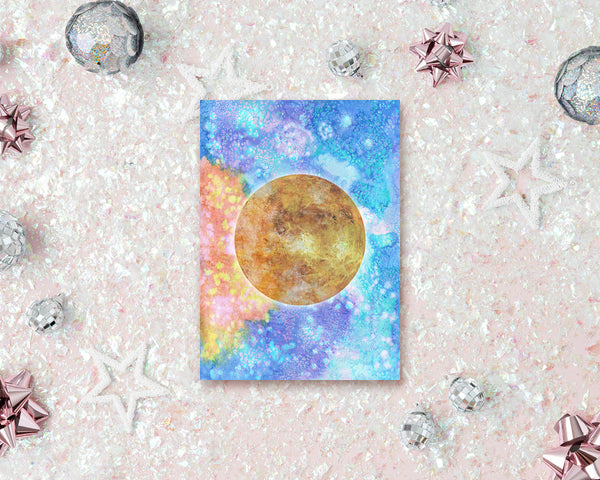 Venus Planet Watercolor Galaxy Space Customizable Greeting Card