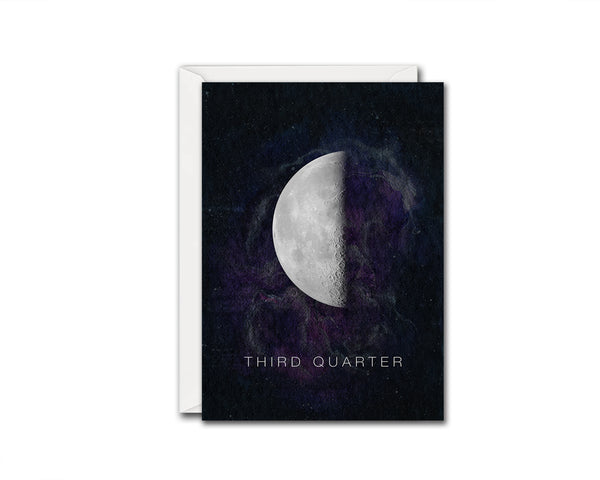 Third Quarter Moon Phases Universe Space Customizable Greeting Card