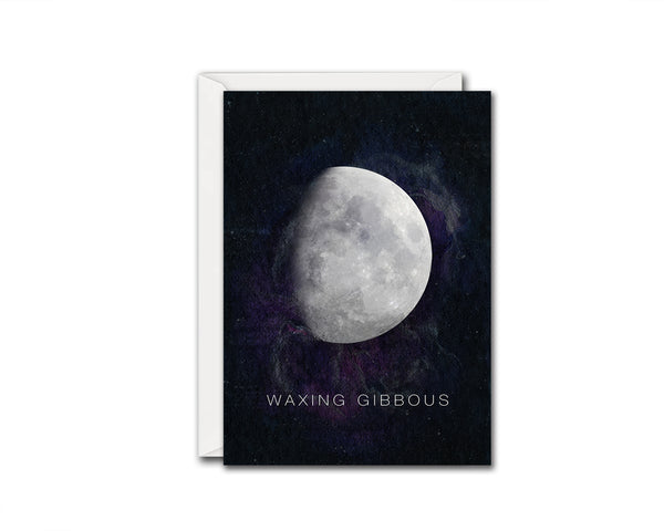 Waxing Gibbous Moon Phases Universe Space Customizable Greeting Card