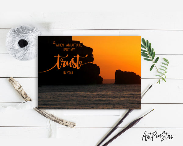 When I am afraid I put my trust in you Bible Verse Customized Greeting Card