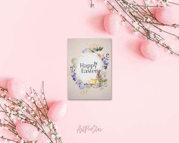Easter Watercolor Bunny Flower Customized Greeting Card