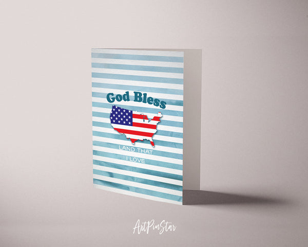 God bless America land that I love Bible Verse Customized Greeting Card