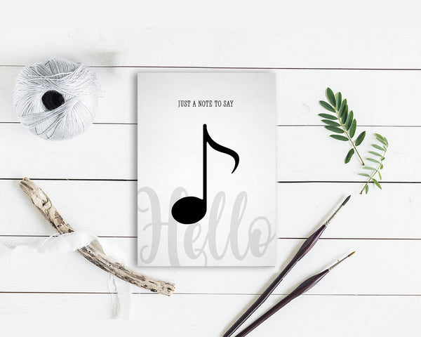 Just a note to say Hello Eighth Note Eighth Note Music Gift Ideas Customizable Greeting Card