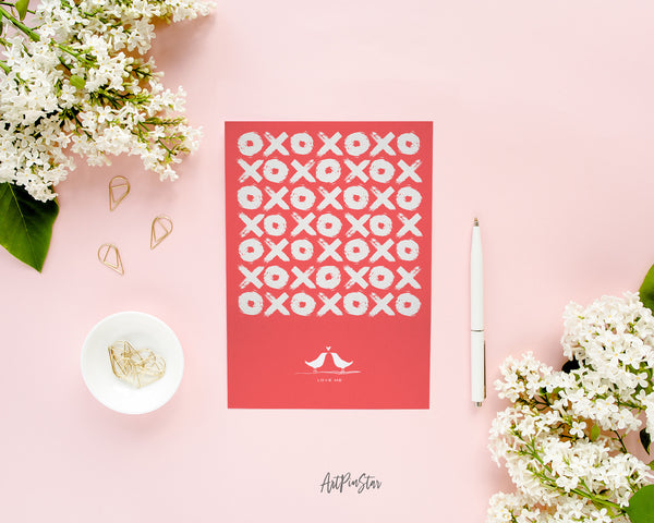 Valentine's Day XOXO and Coral Red Customized Greeting Card