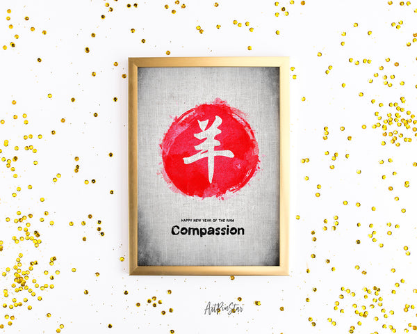 Chinese Character Ram Zodiac Yearly  Art Customized Gift Cards