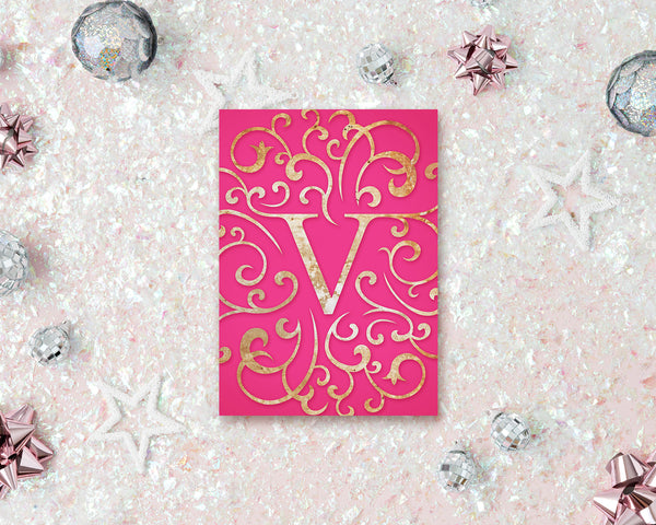 Alphabet Mandela Letter V Modern Monogram Note Cards