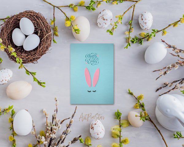 Easter Pink Bunny Ears Customized Greeting Card