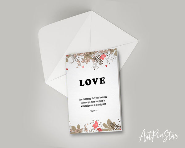 Love and this I pray that your love may abound Philippians 1:9 Bible Verse Customized Greeting Card