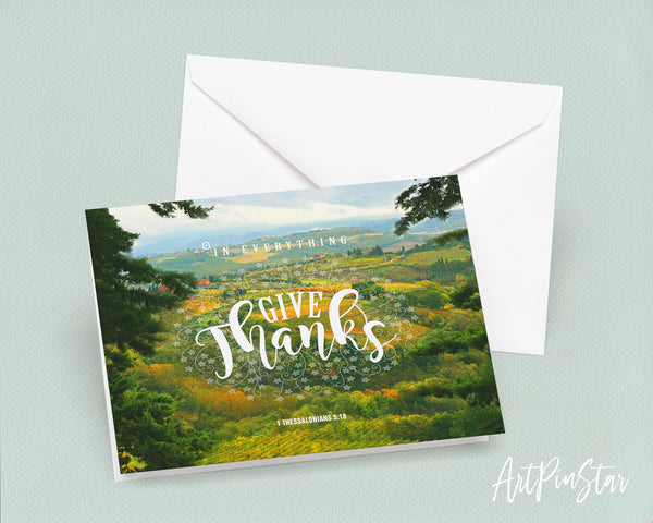 In everything give thanks 1 Thessalonians 5:18 Bible Verse Customized Greeting Card