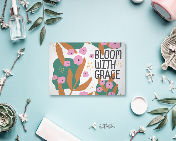 Bloom with grace Flower Quote Customized Gift Cards