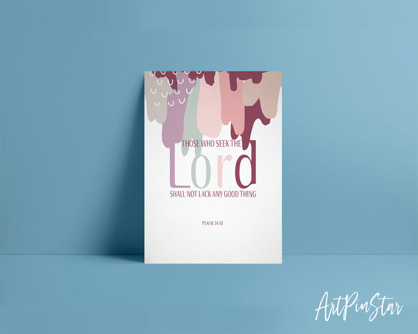Those who seek the Lord shall not lack any good Psalm 34:10 Bible Verse Customized Greeting Card